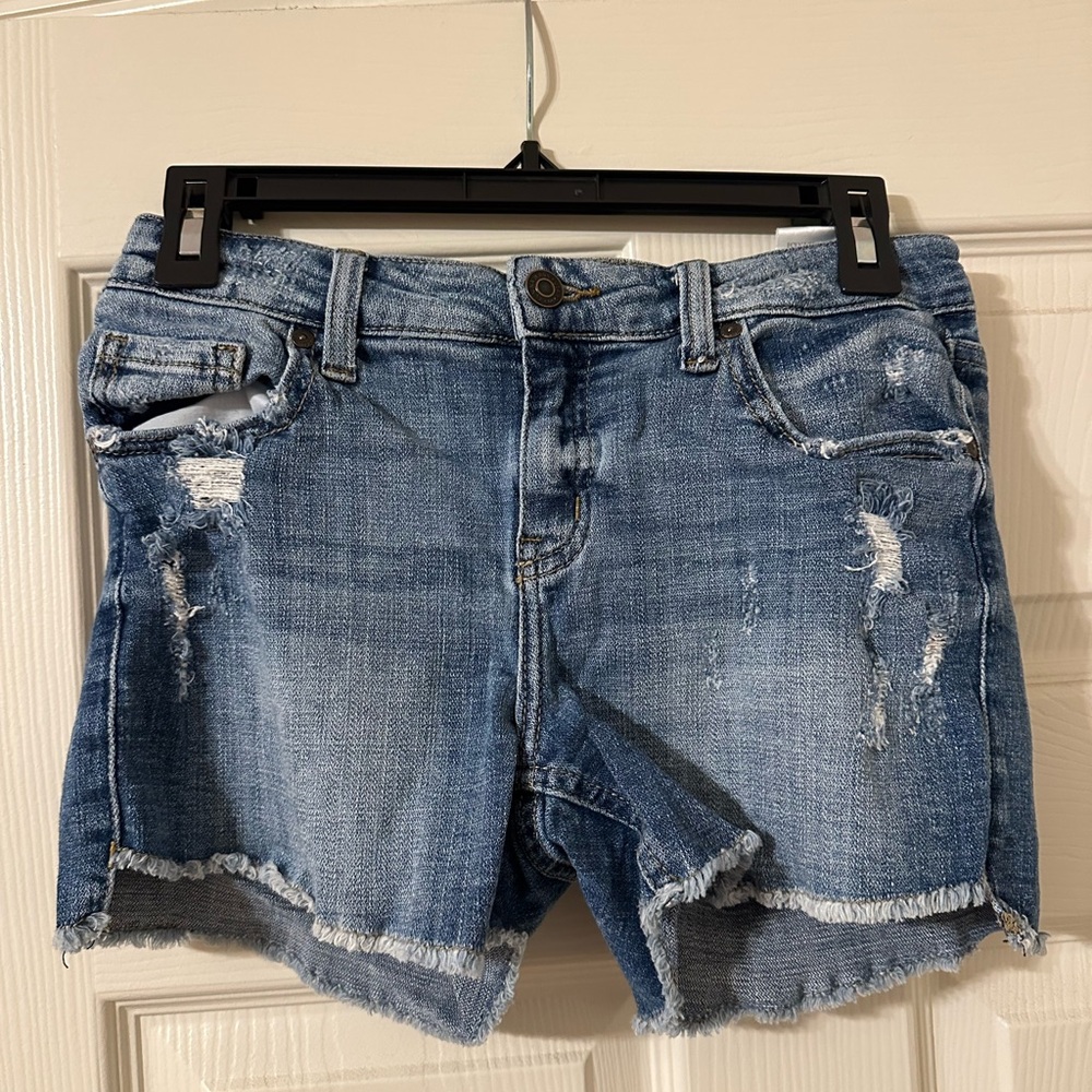 Eunina Ripped Denim Shorts | Size 27 | Step Hem